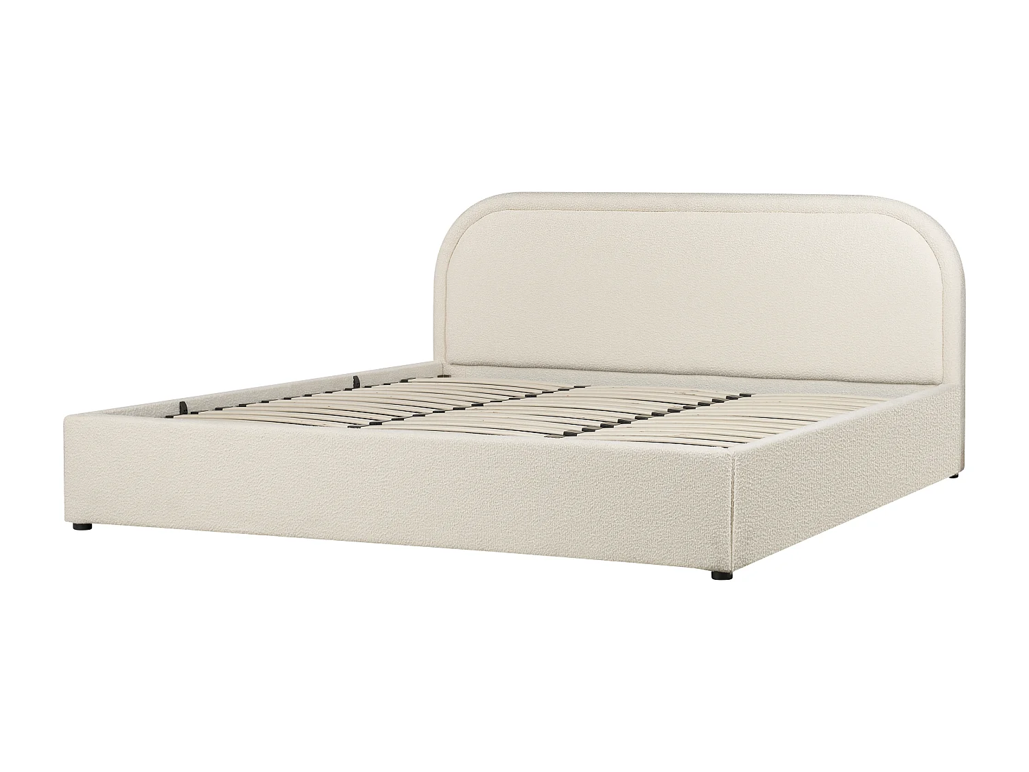 Polsterbett Bouclé beige mit Kopfteil Bettkasten Lattenrost 180x200 cm Quillien