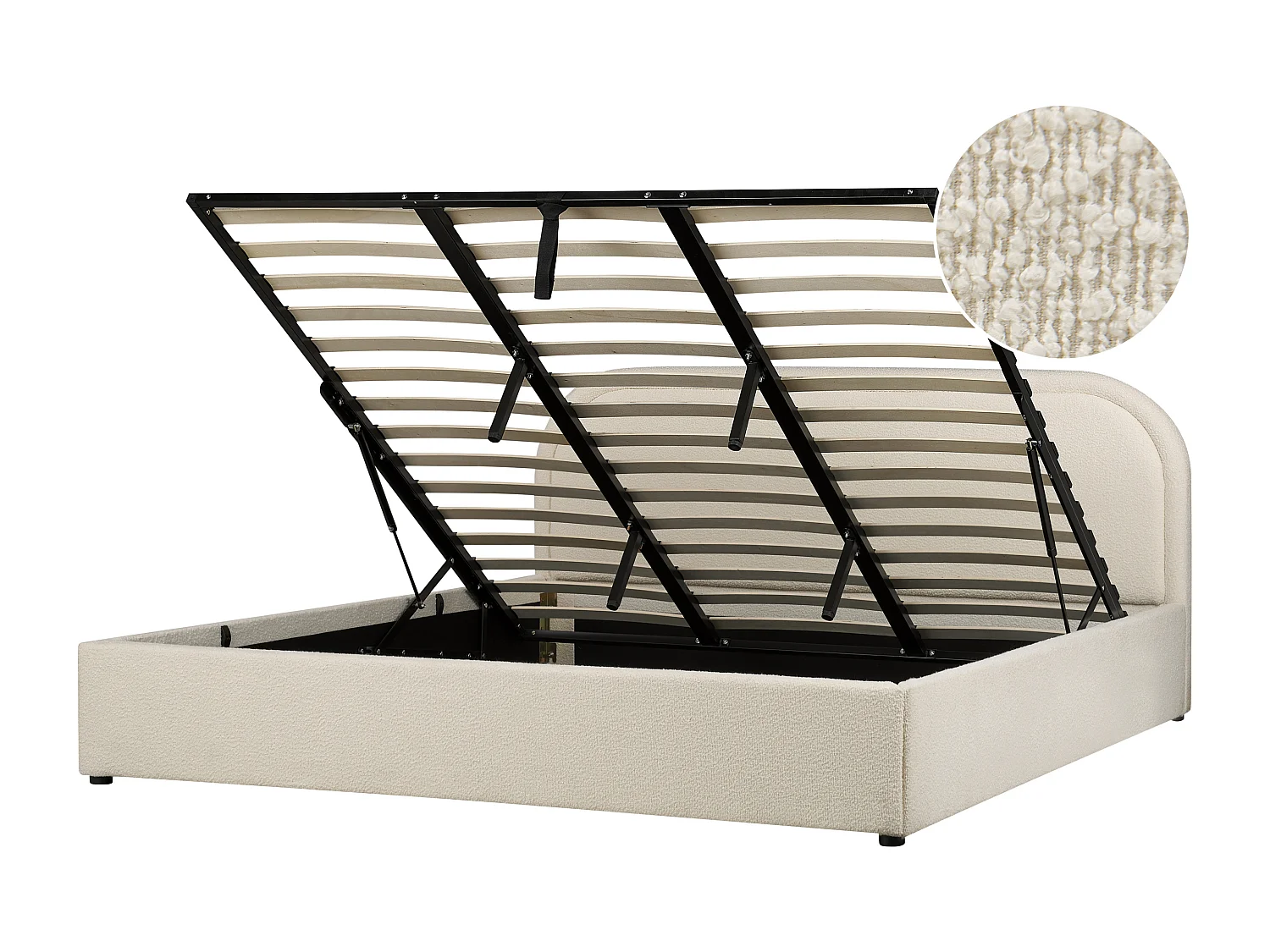 Bett mit Stauraum Bouclé QUILLIEN 180 x 200 cm Hellbeige