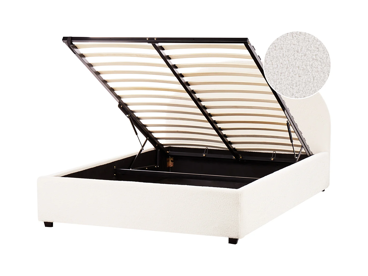 Lit ottoman Bouclé VAUCLUSE 140 x 200 cm Blanc cassé
