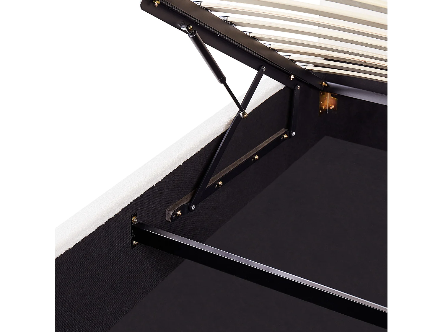 Lit ottoman Bouclé VAUCLUSE 140 x 200 cm Blanc cassé