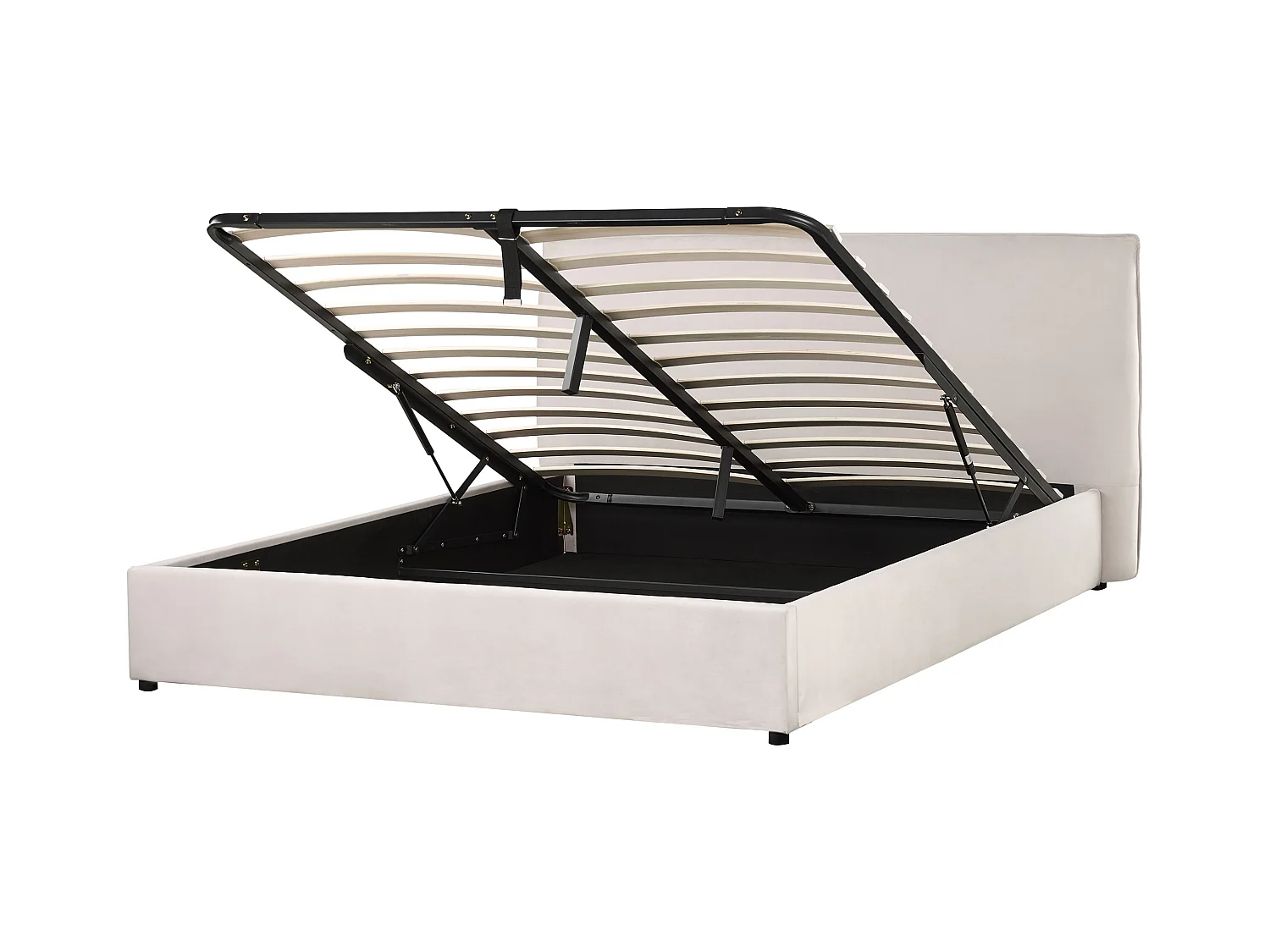 Lit ottoman Velours LAVAUR 160 x 200 cm Blanc cassé
