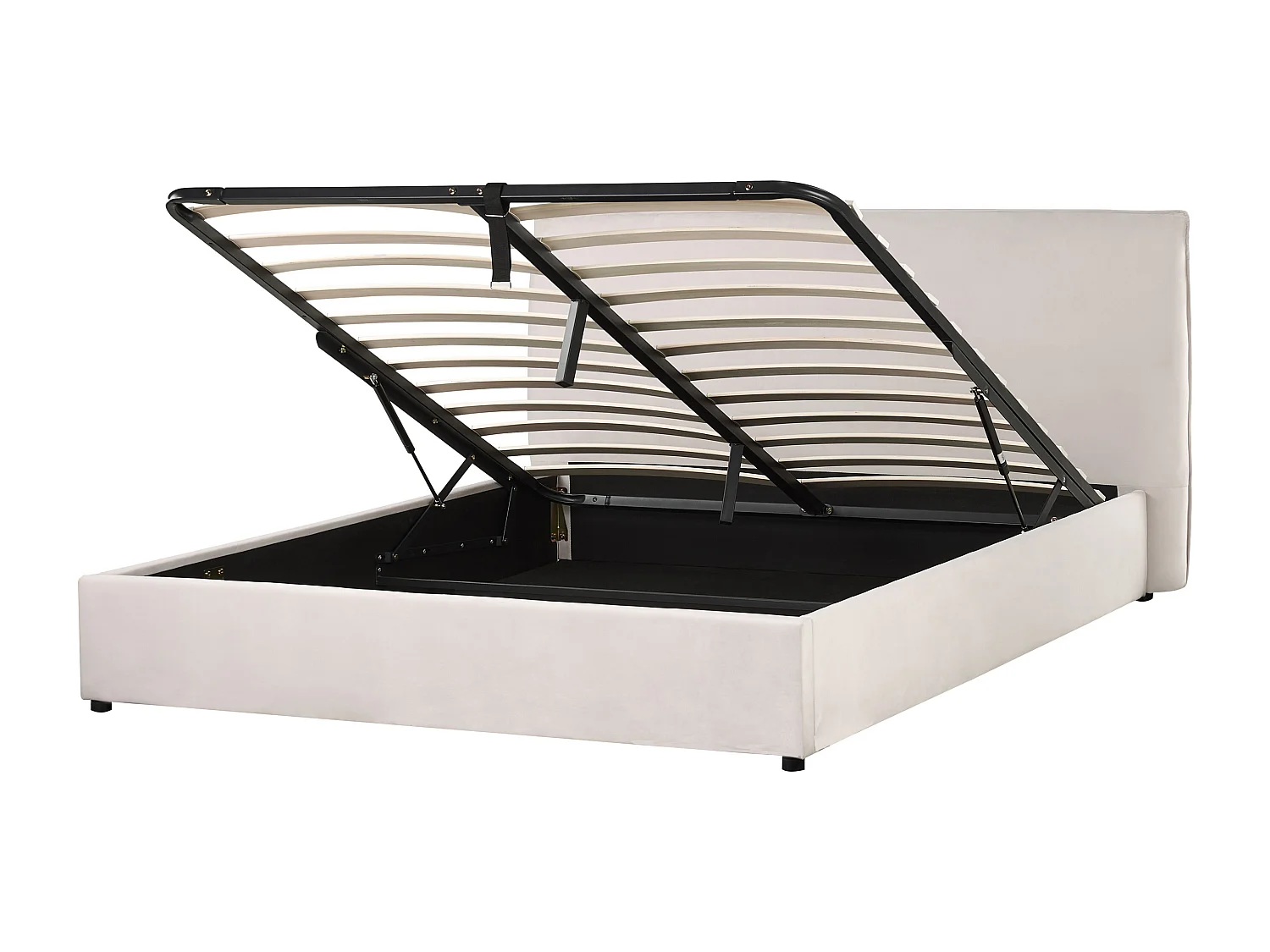 Lit ottoman Velours LAVAUR 160 x 200 cm Blanc cassé