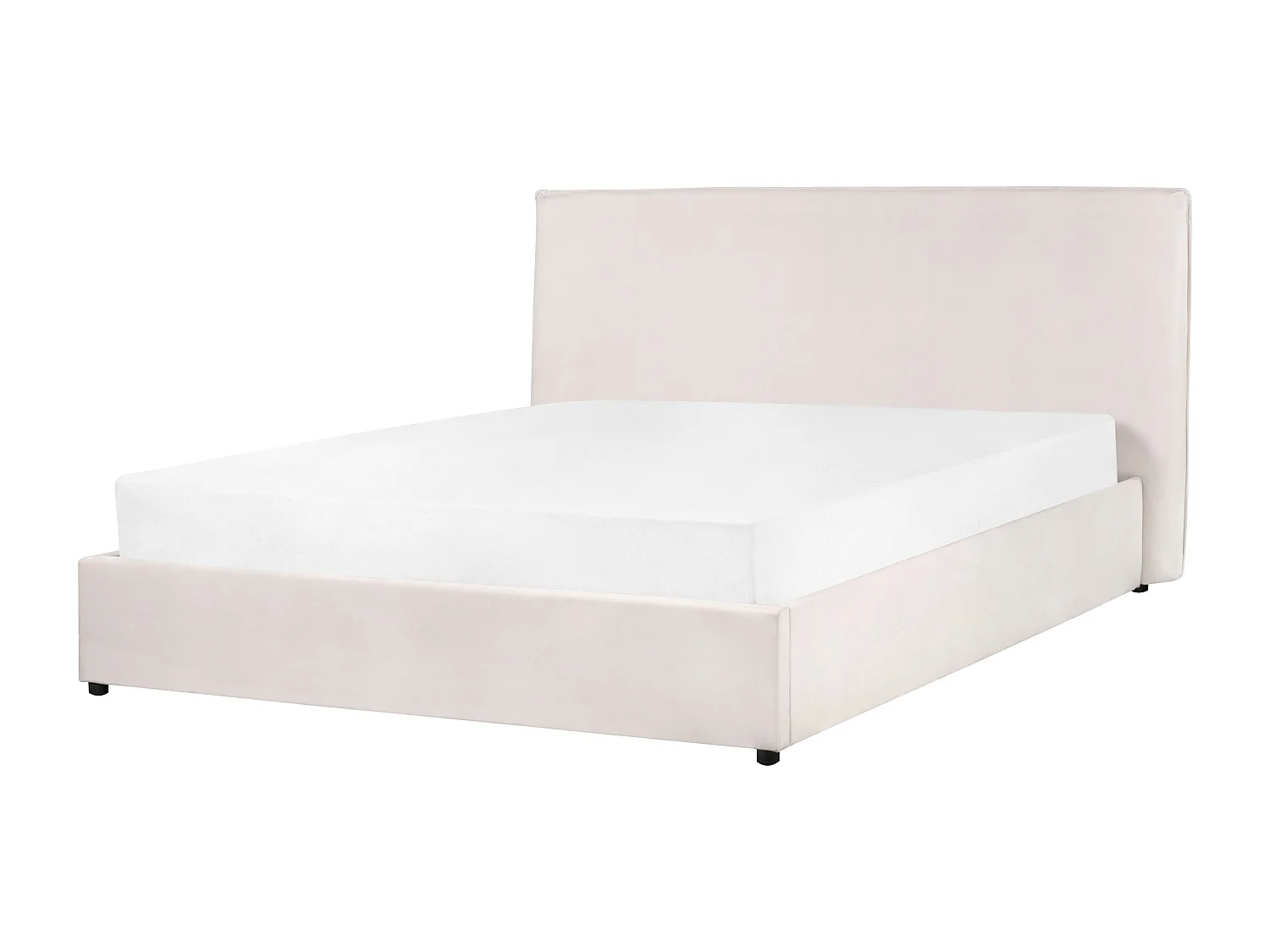 Cama con almacenaje Terciopelo LAVAUR 160 x 200 cm Blanco crema