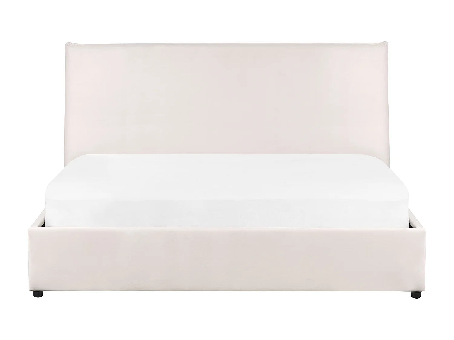 Cama con almacenaje Terciopelo LAVAUR 160 x 200 cm Blanco crema