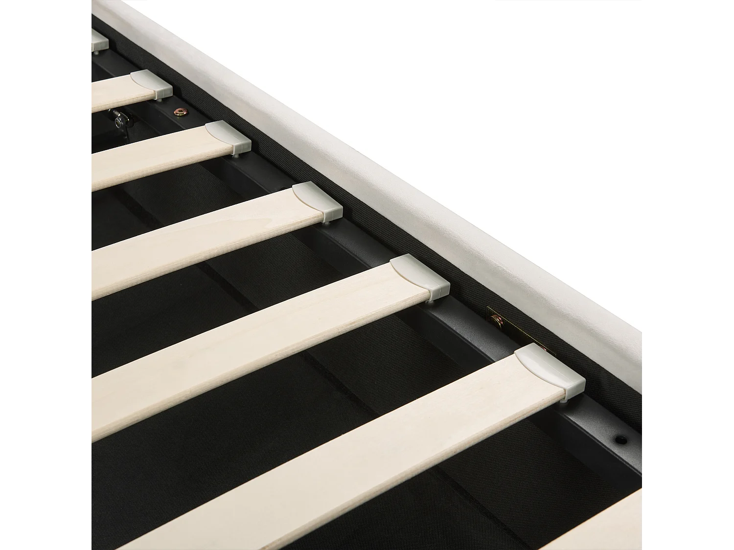 Cama con almacenaje Terciopelo LAVAUR 160 x 200 cm Blanco crema