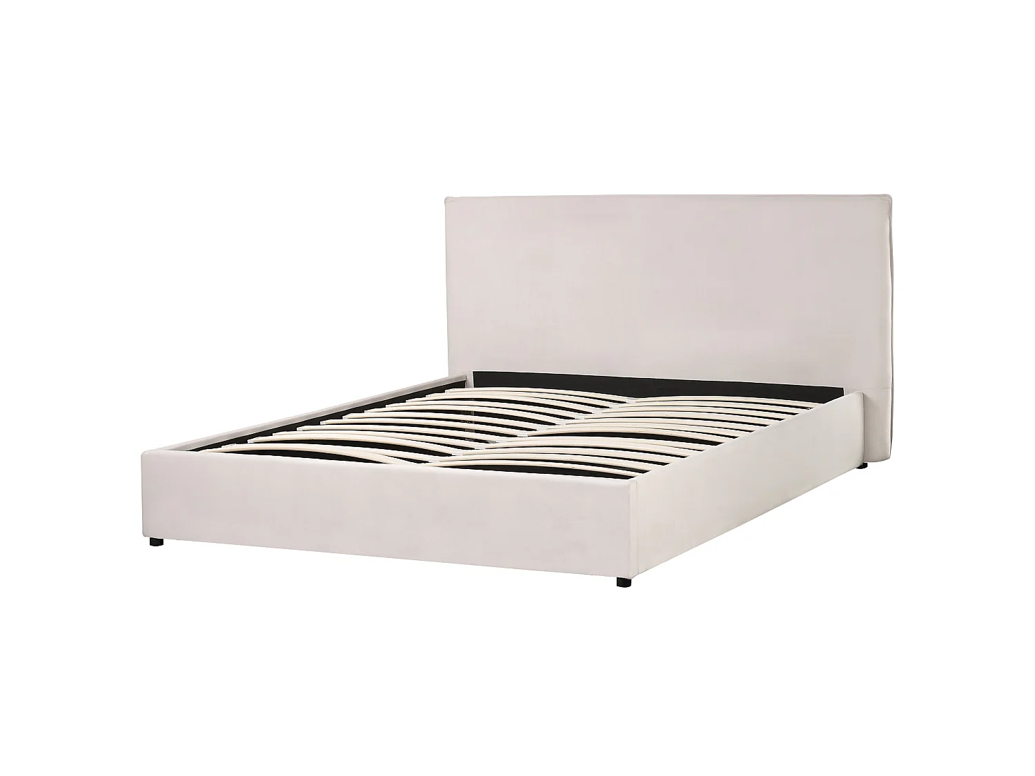 Bett mit Stauraum Samtstoff LAVAUR 160 x 200 cm Cremeweiss