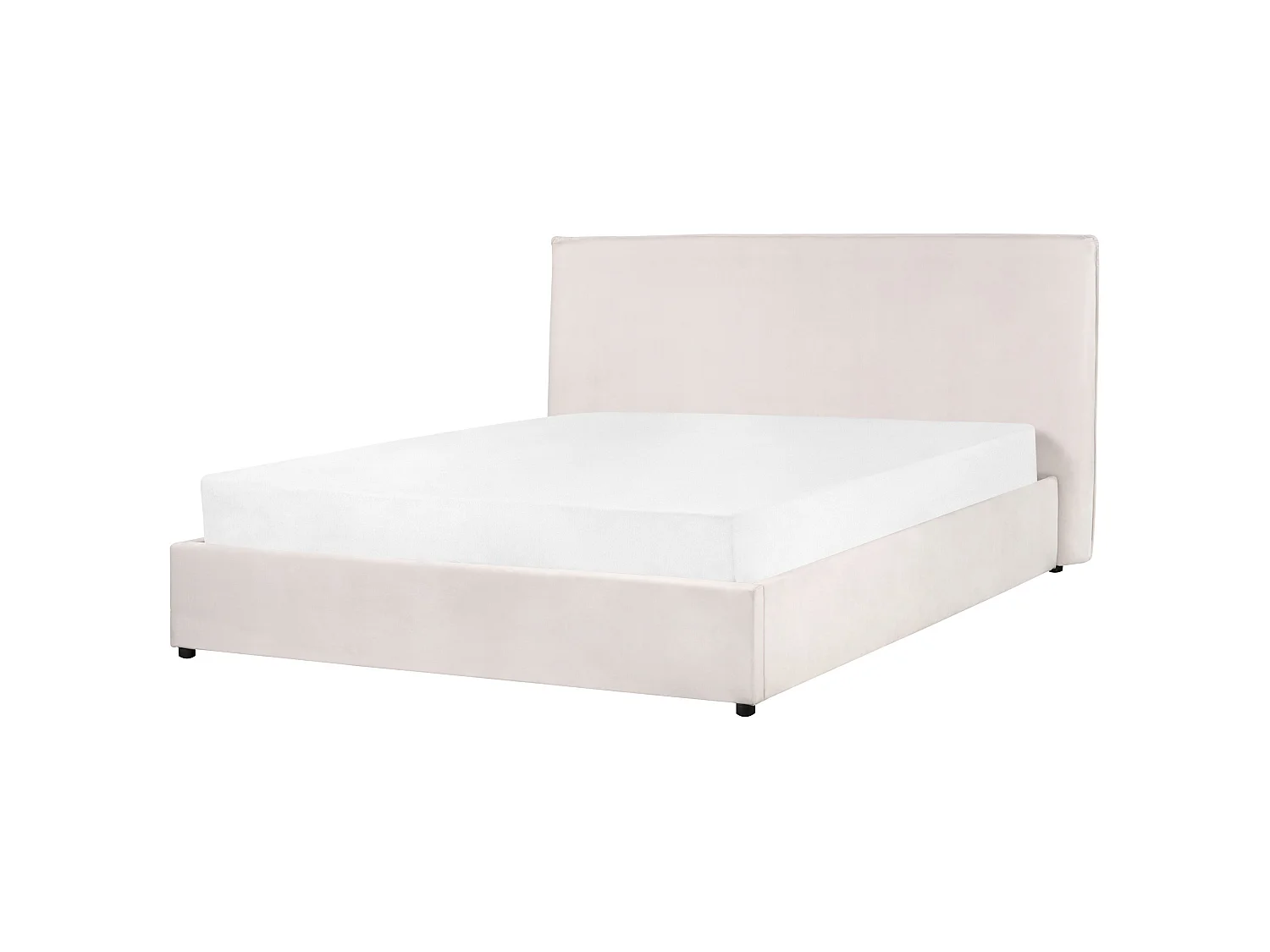 Bett mit Stauraum Samtstoff LAVAUR 160 x 200 cm Cremeweiss