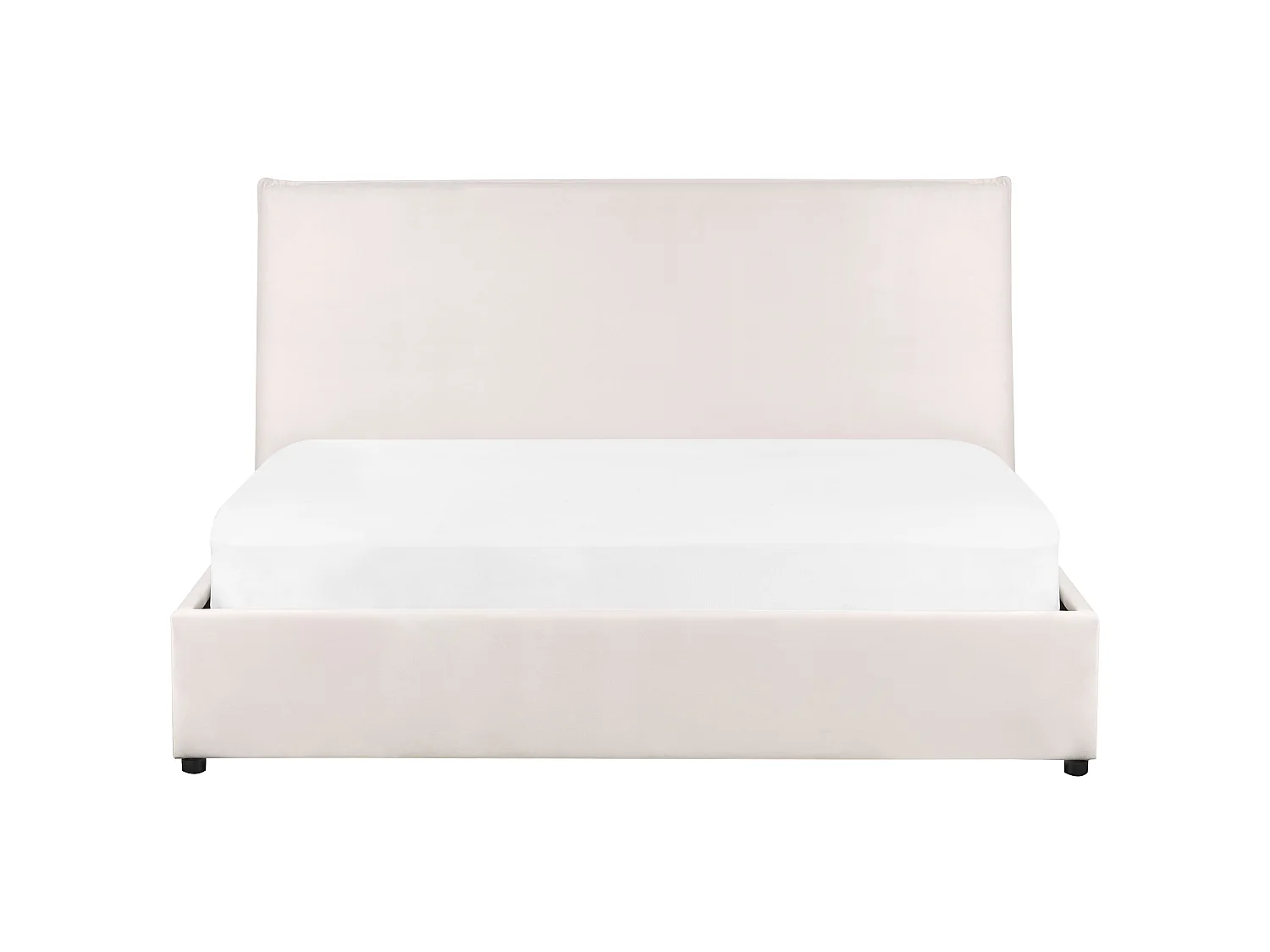Bett mit Stauraum Samtstoff LAVAUR 160 x 200 cm Cremeweiss