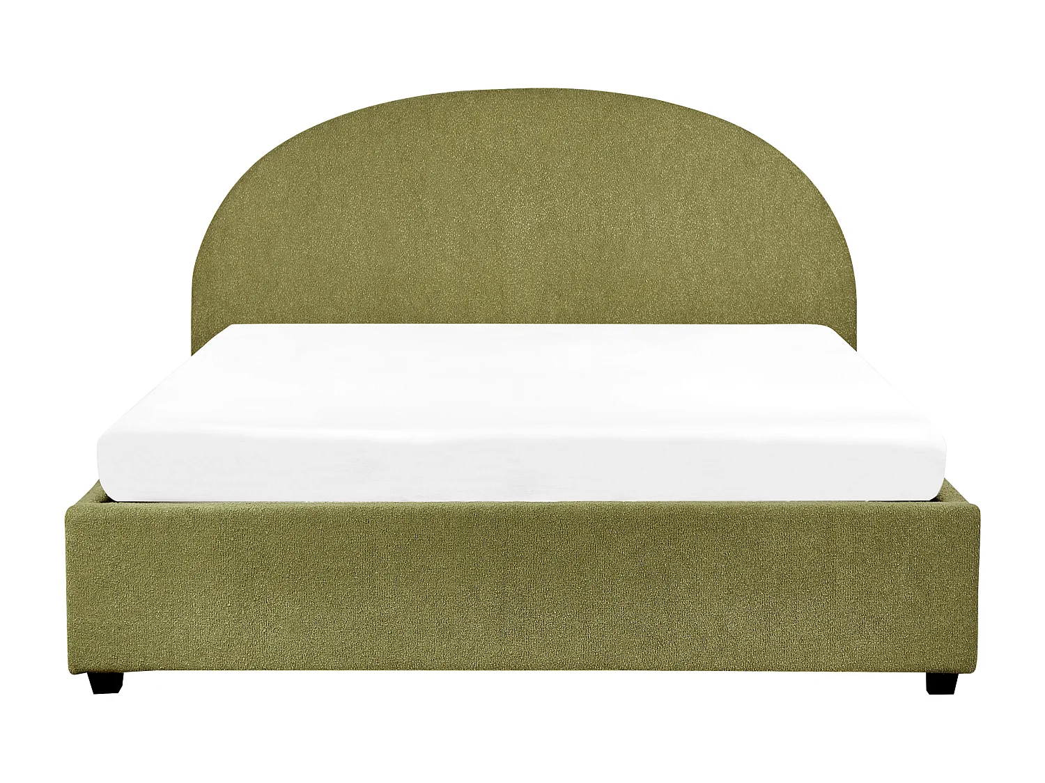 Bett Bouclé grün mit Kopfteil Bettkasten Lattenrost 160 x 200 cm Retro Vaucluse