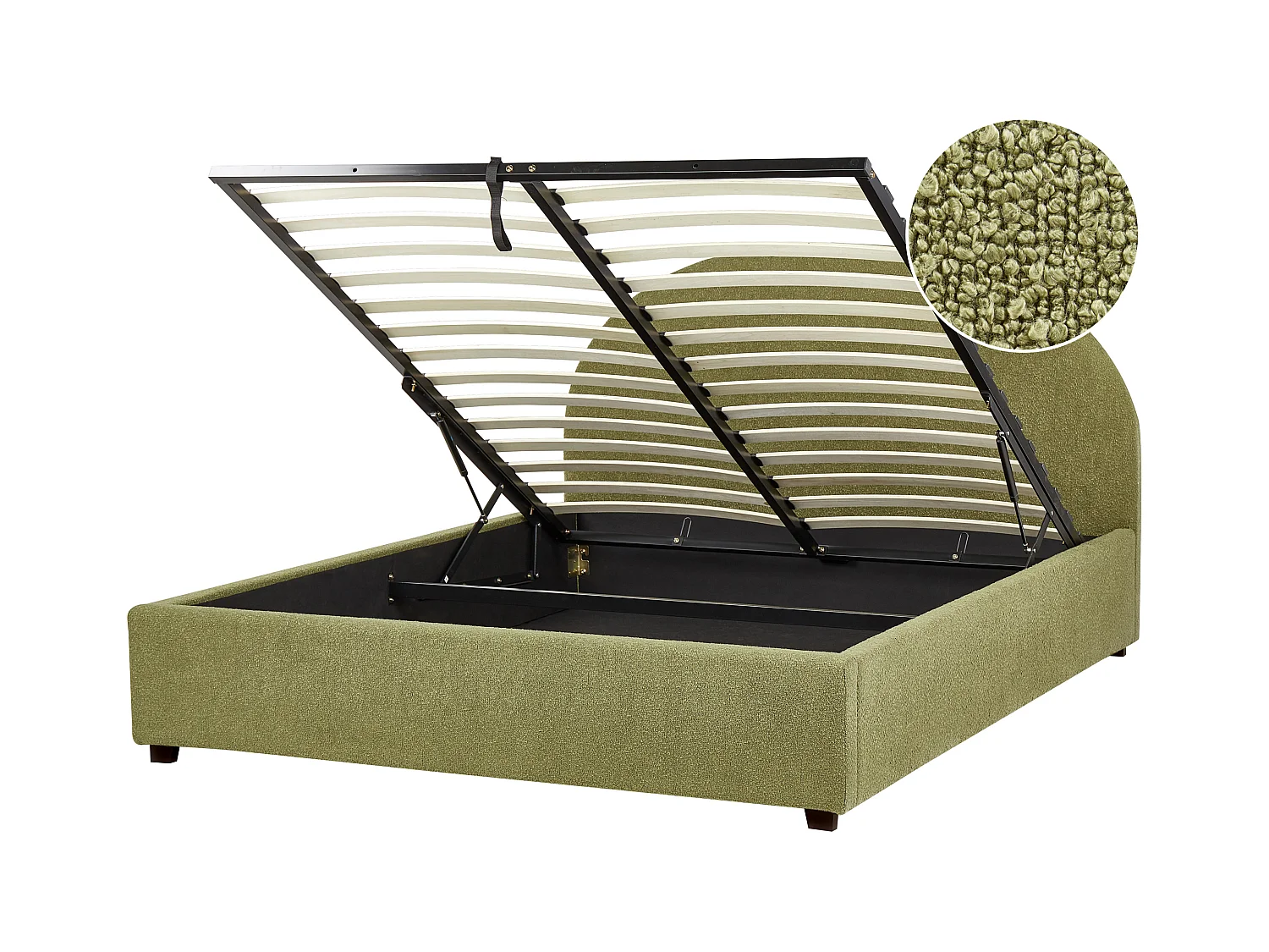 Lit ottoman Bouclé VAUCLUSE 160 x 200 cm Vert clair