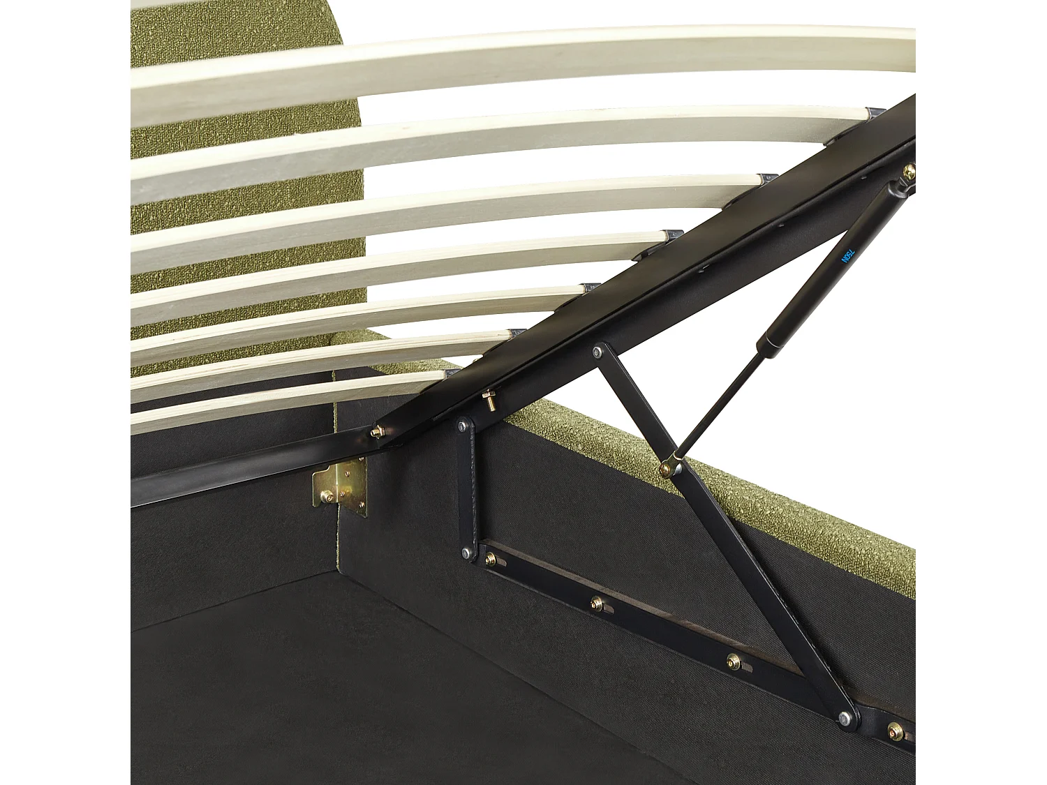 Lit ottoman Bouclé VAUCLUSE 160 x 200 cm Vert clair