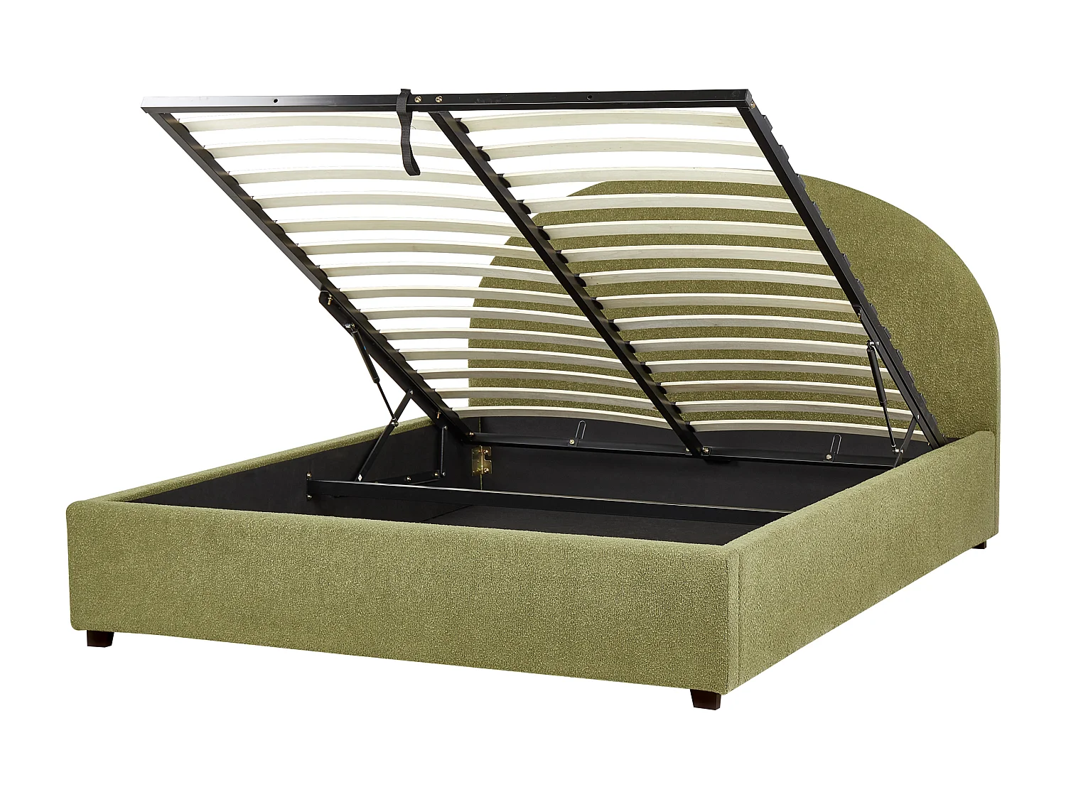 Lit ottoman Bouclé VAUCLUSE 160 x 200 cm Vert clair