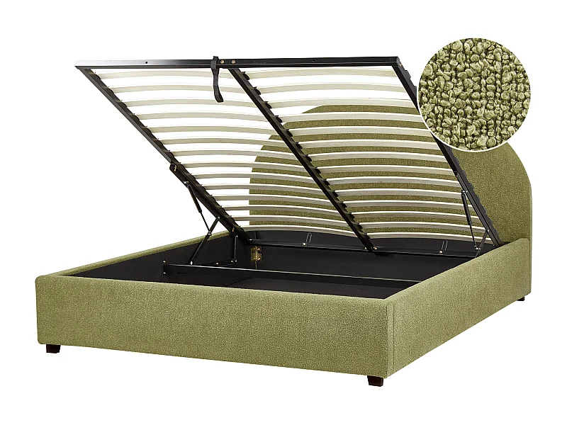 Lit ottoman Bouclé VAUCLUSE 160 x 200 cm Vert clair