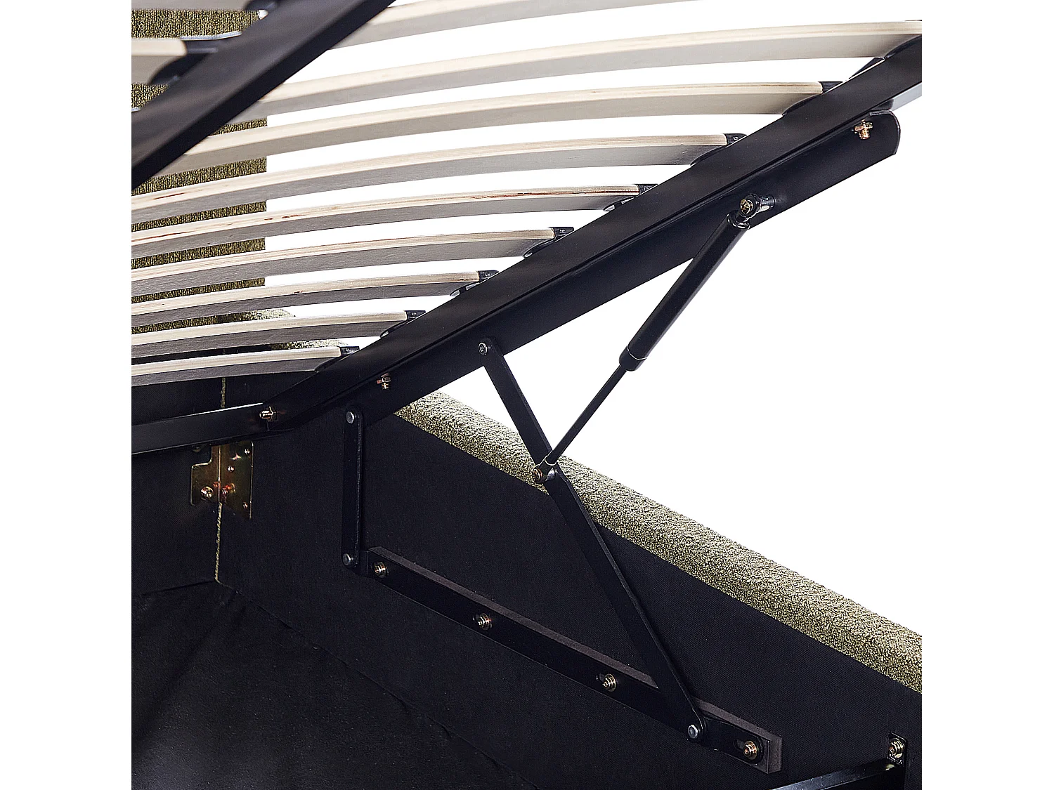 Lit ottoman Bouclé VAUCLUSE 140 x 200 cm Vert olive