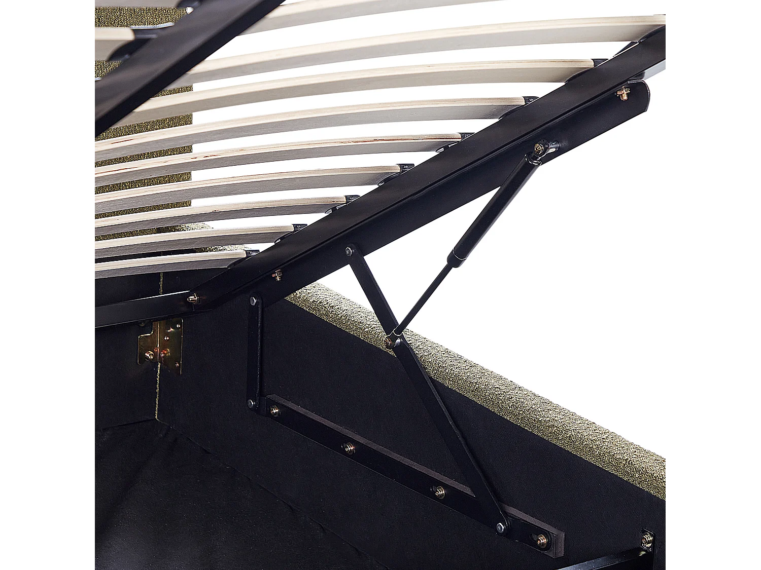 Letto con ottomano Bouclé VAUCLUSE 140 x 200 cm Verde oliva