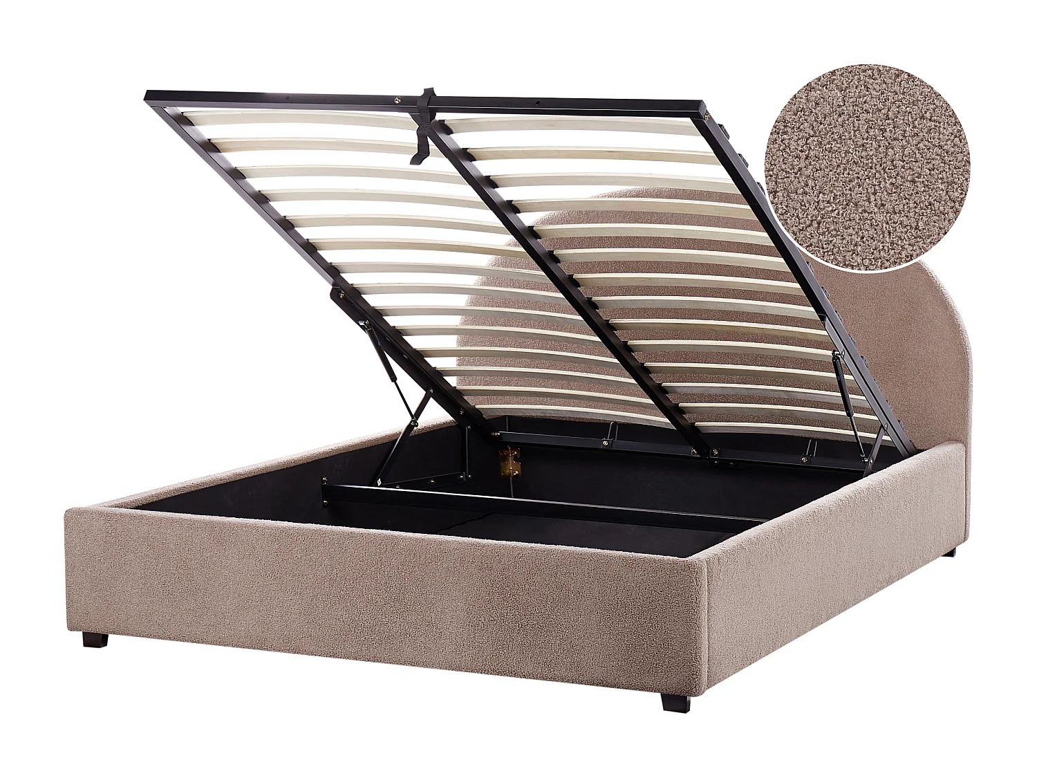 Lit ottoman Bouclé VAUCLUSE 160 x 200 cm Taupe