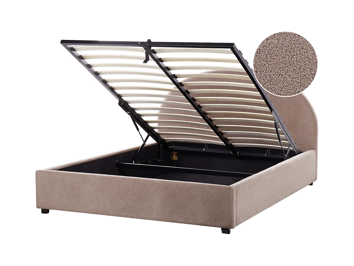 Cama baú Bouclé VAUCLUSE 160 x 200 cm Taupe