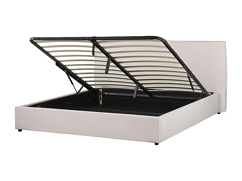 Bed met opbergruimte Fluweel LAVAUR 180 x 200 cm Gebroken wit