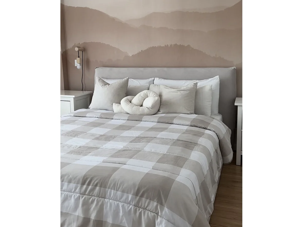 Lit ottoman Velours LAVAUR 180 x 200 cm Blanc cassé