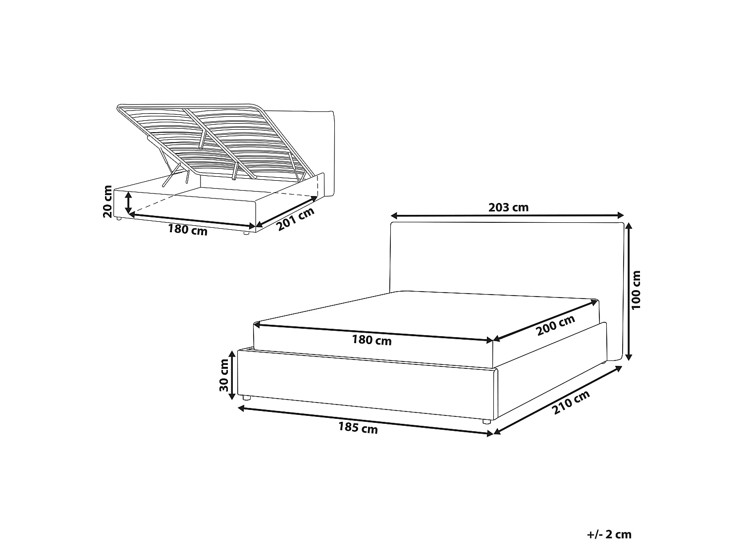 Lit ottoman Velours LAVAUR 180 x 200 cm Blanc cassé
