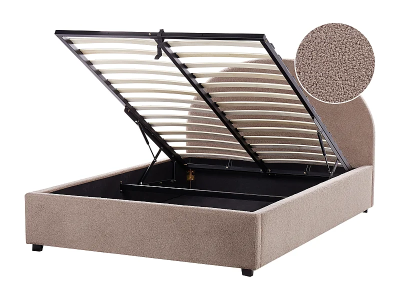 Lit ottoman Bouclé VAUCLUSE 140 x 200 cm Taupe
