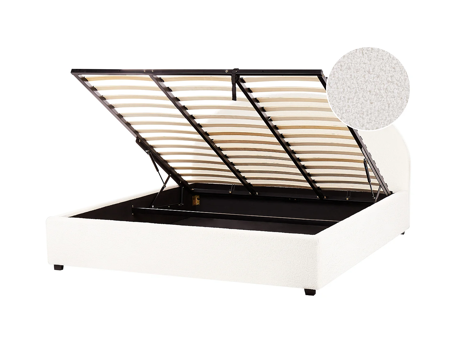 Letto con ottomano Bouclé VAUCLUSE 180 x 200 cm Bianco sporco