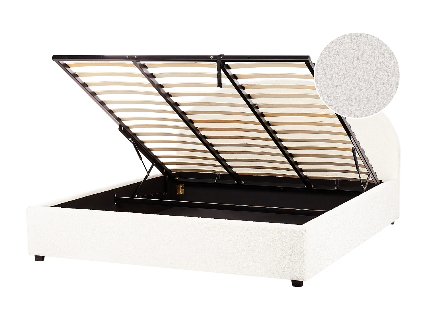 Lit ottoman Bouclé VAUCLUSE 180 x 200 cm Blanc cassé