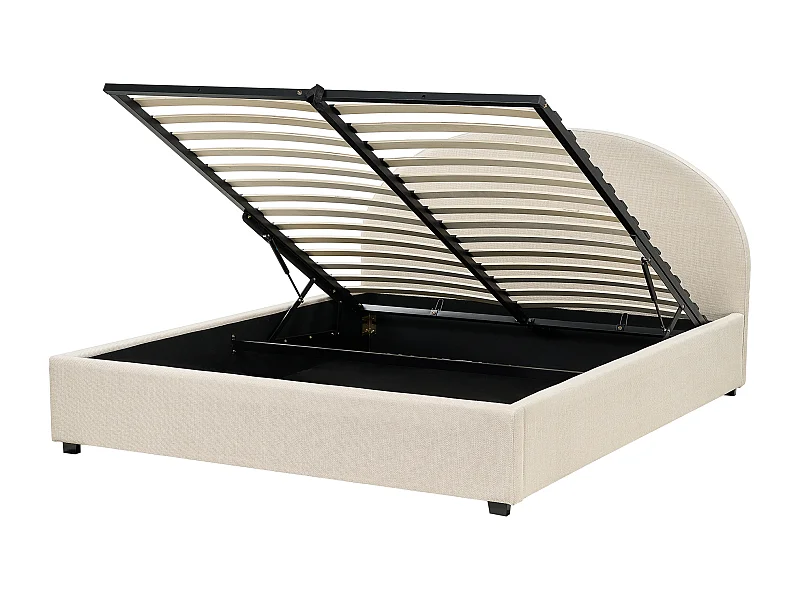 Cama baú Tecido VAUCLUSE 160 x 200 cm Cor de areia