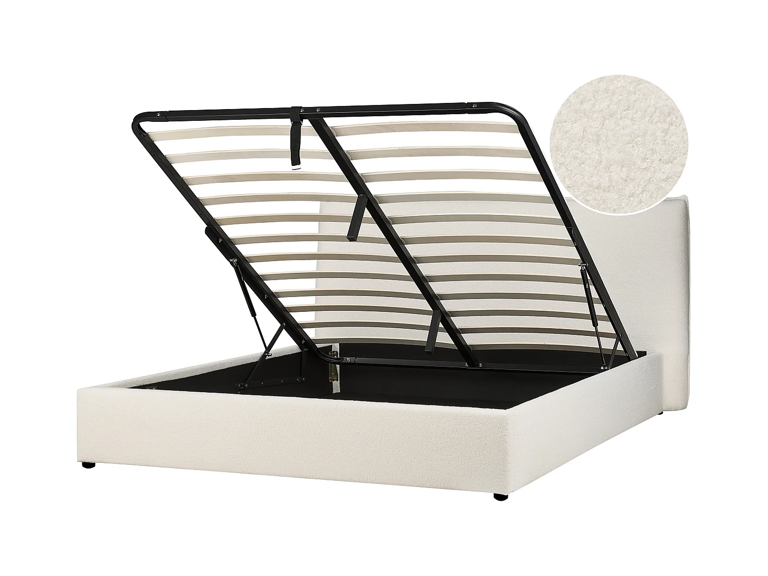 Lit ottoman Bouclé LAVAUR 180 x 200 cm Blanc cassé