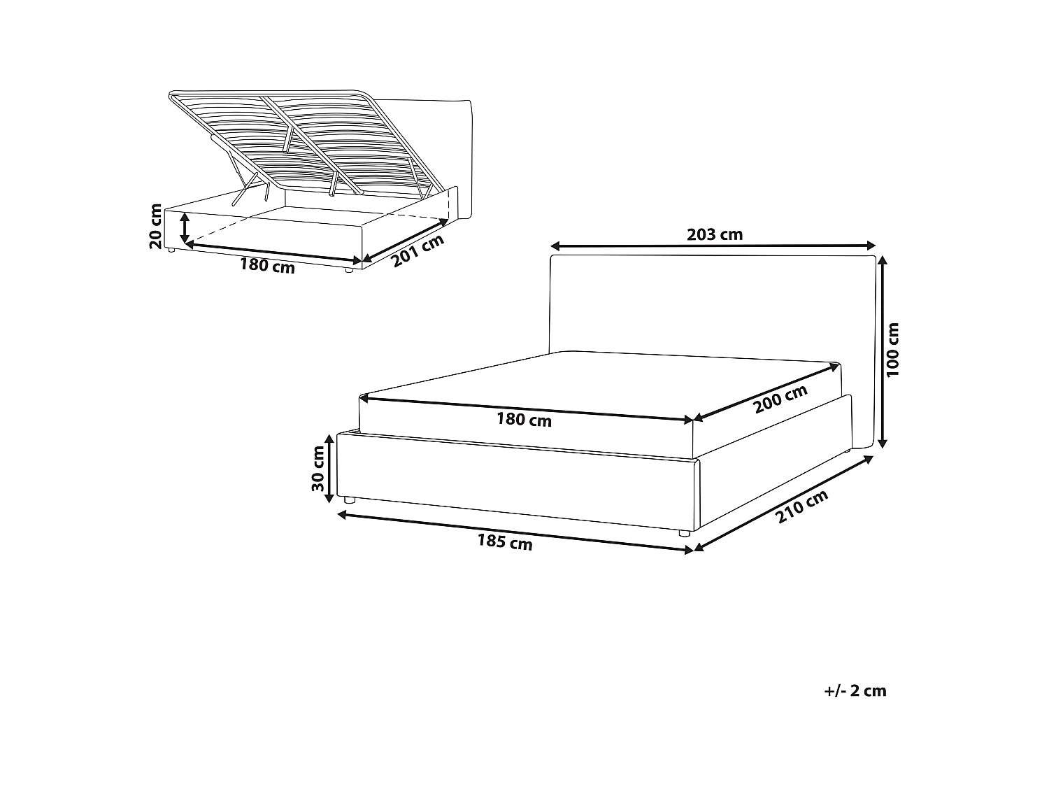 Lit ottoman Bouclé LAVAUR 180 x 200 cm Blanc cassé