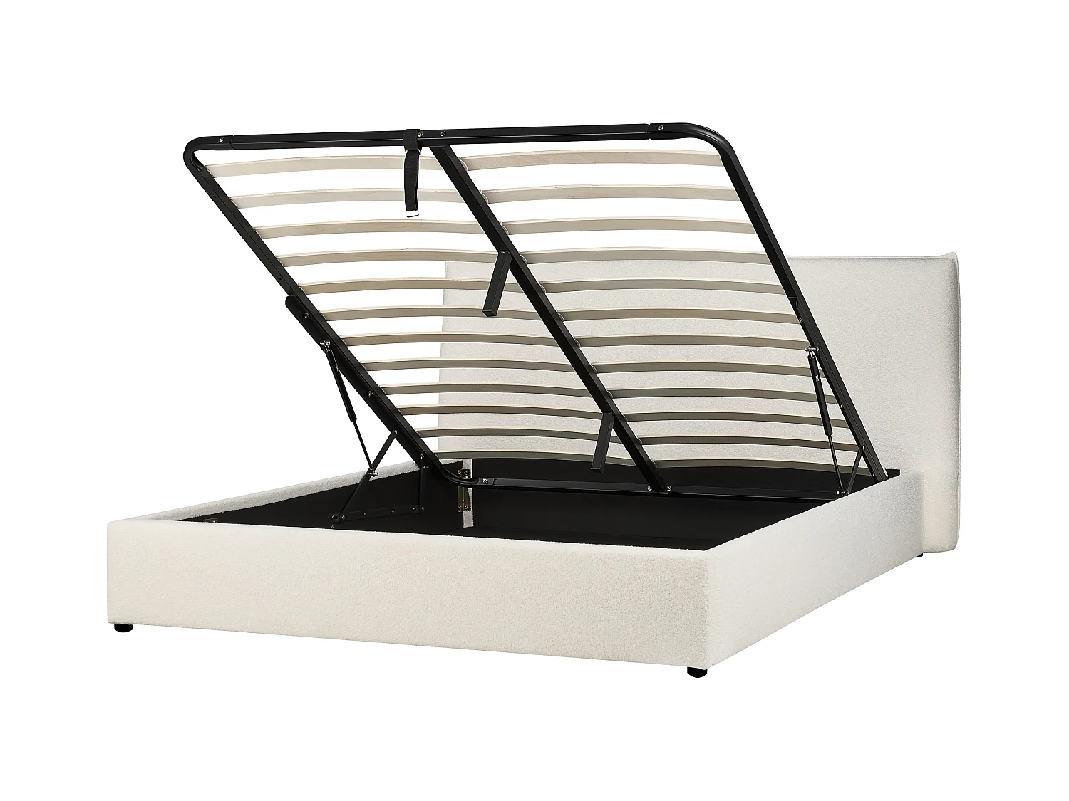 Lit ottoman Bouclé LAVAUR 180 x 200 cm Blanc cassé