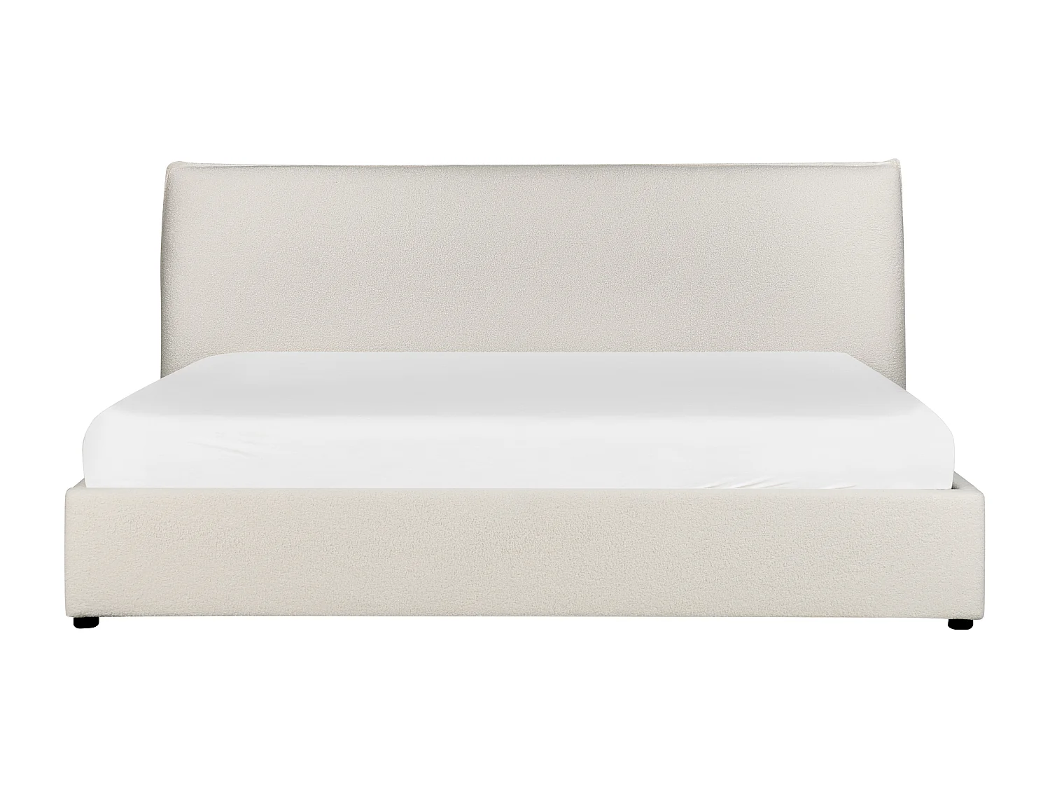 Lit ottoman Bouclé LAVAUR 180 x 200 cm Blanc cassé