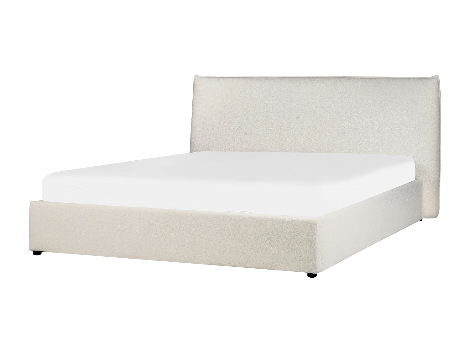 Lit ottoman Bouclé LAVAUR 180 x 200 cm Blanc cassé
