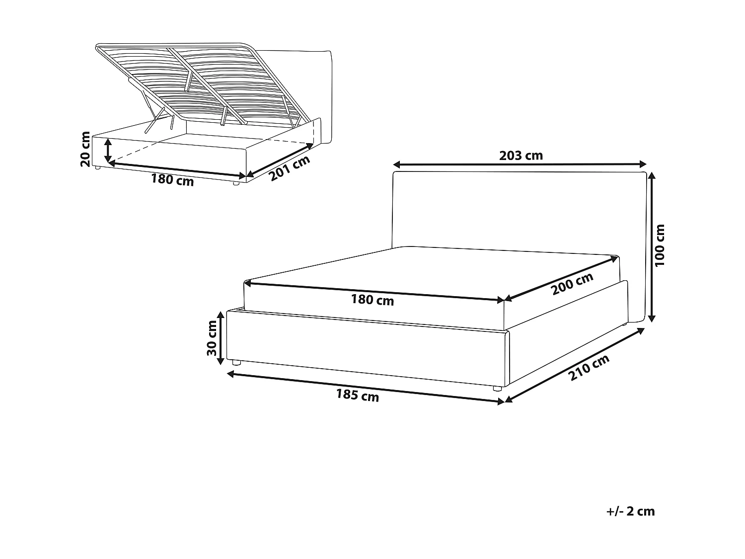 Lit ottoman Bouclé LAVAUR 180 x 200 cm Blanc cassé