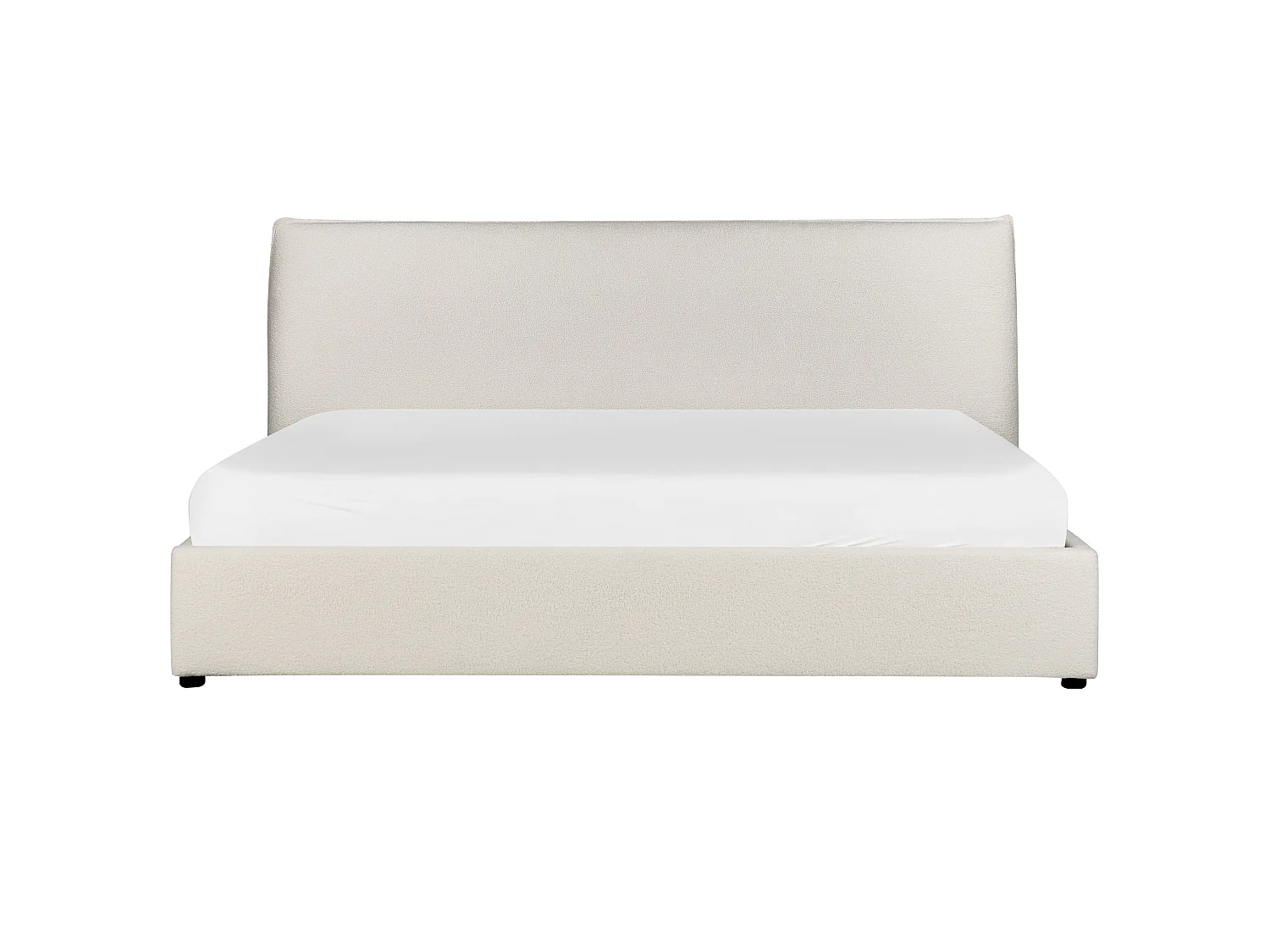 Lit ottoman Bouclé LAVAUR 180 x 200 cm Blanc cassé