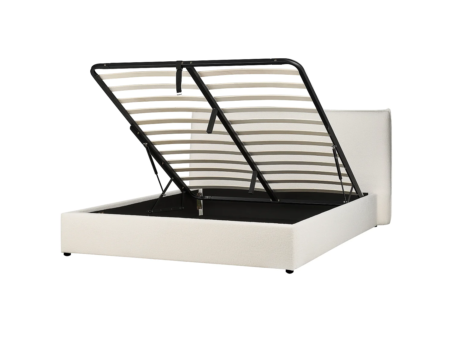 Lit ottoman Bouclé LAVAUR 180 x 200 cm Blanc cassé