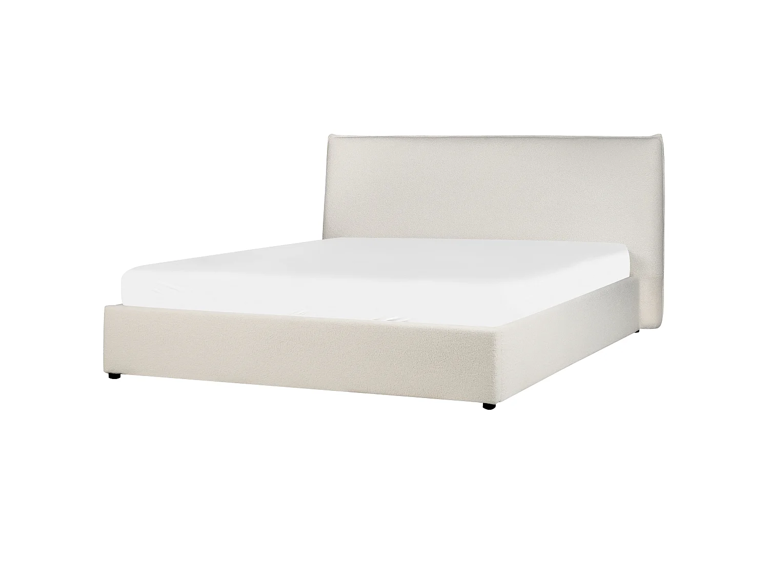 Cama baú Bouclé LAVAUR 180 x 200 cm Branco creme
