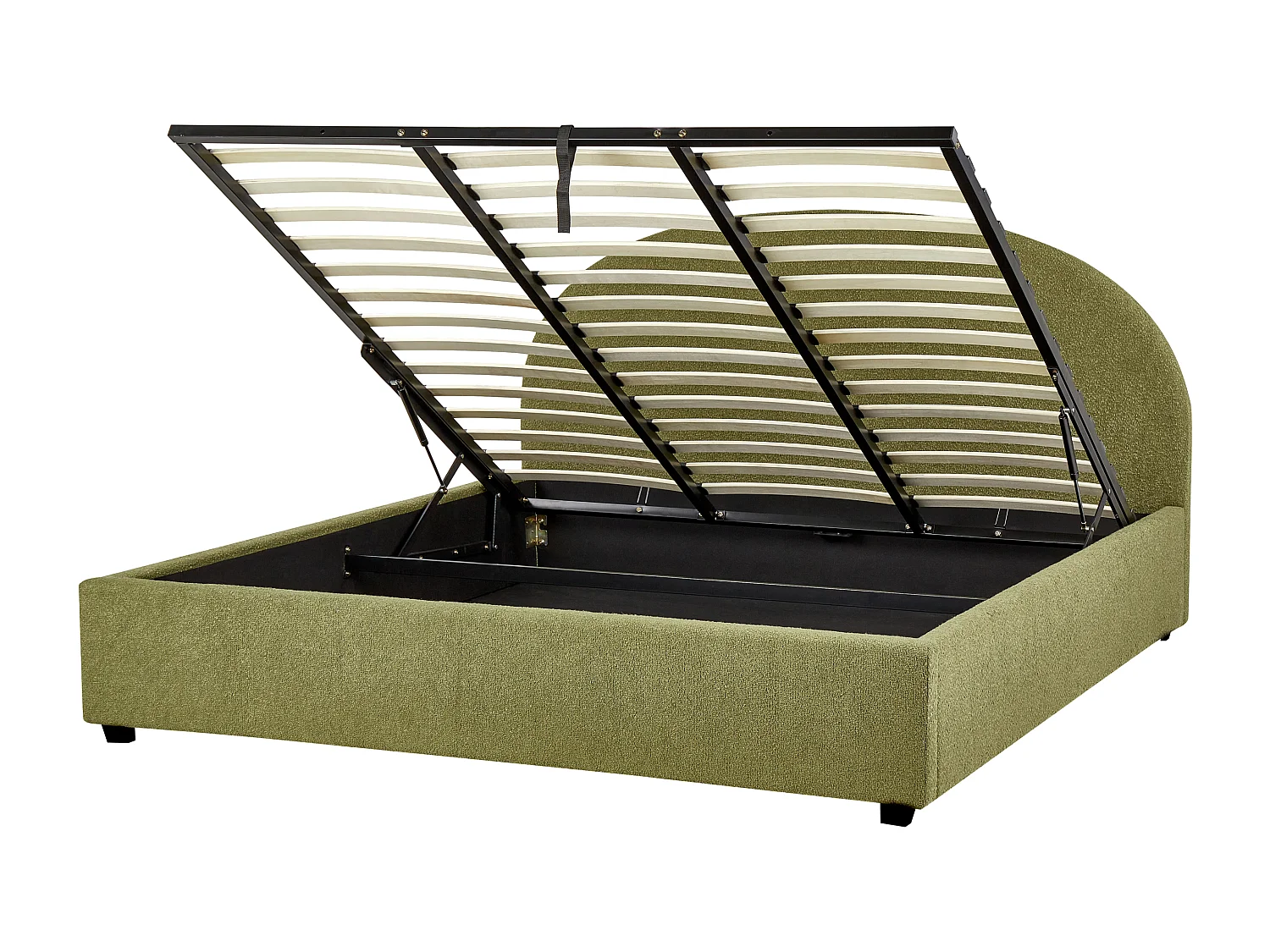 Bed met opbergruimte Bouclé VAUCLUSE 180 x 200 cm Olijfgroen