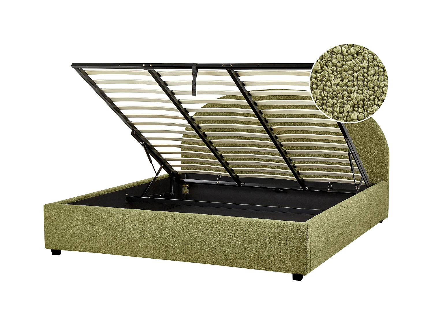 Lit ottoman Bouclé VAUCLUSE 180 x 200 cm Vert olive