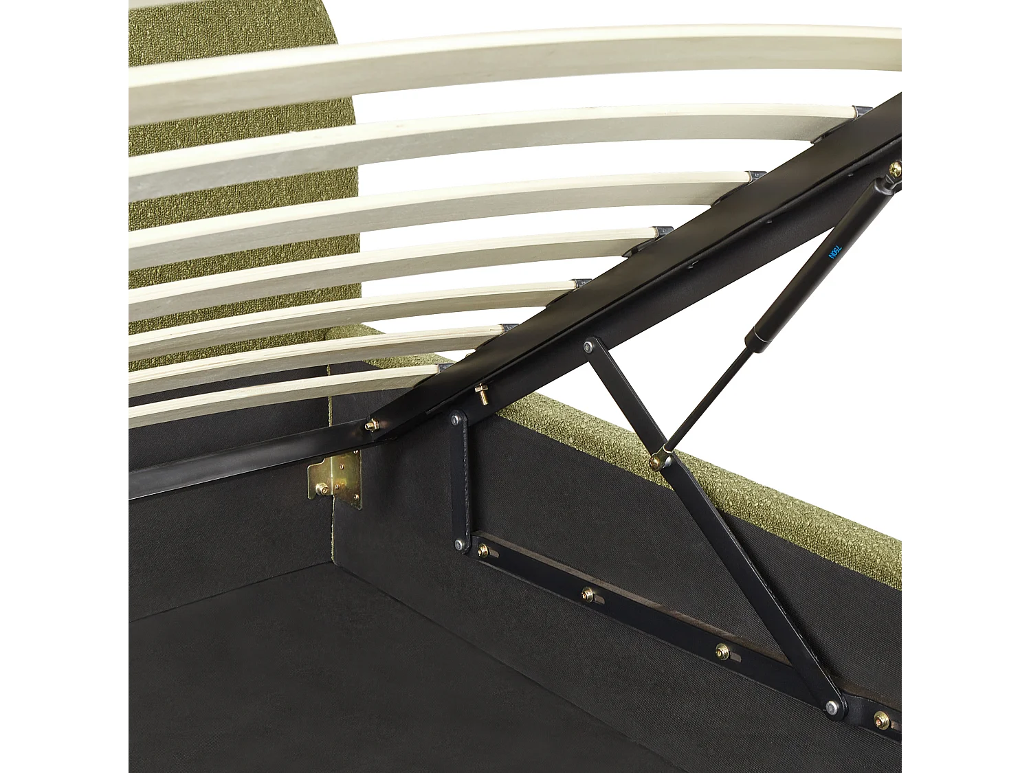 Bed met opbergruimte Bouclé VAUCLUSE 180 x 200 cm Olijfgroen