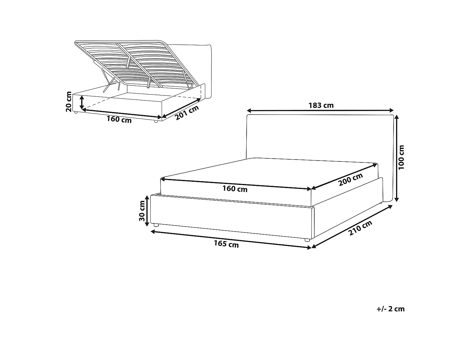 Lit ottoman Bouclé LAVAUR 160 x 200 cm Blanc cassé