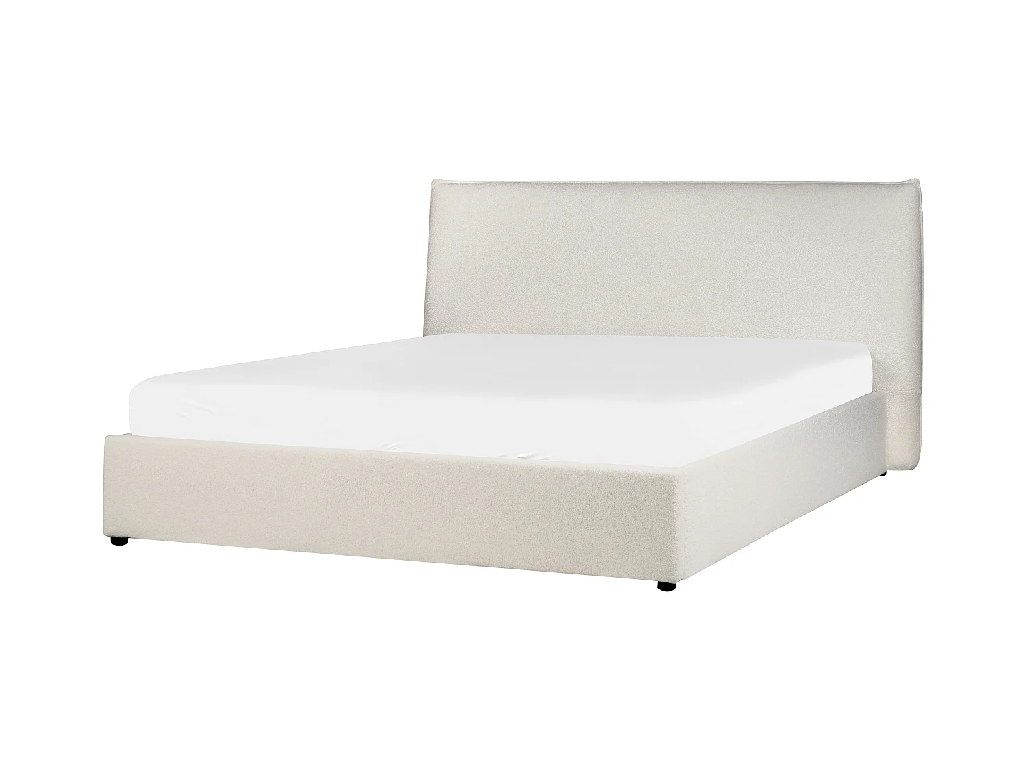 Lit ottoman Bouclé LAVAUR 160 x 200 cm Blanc cassé