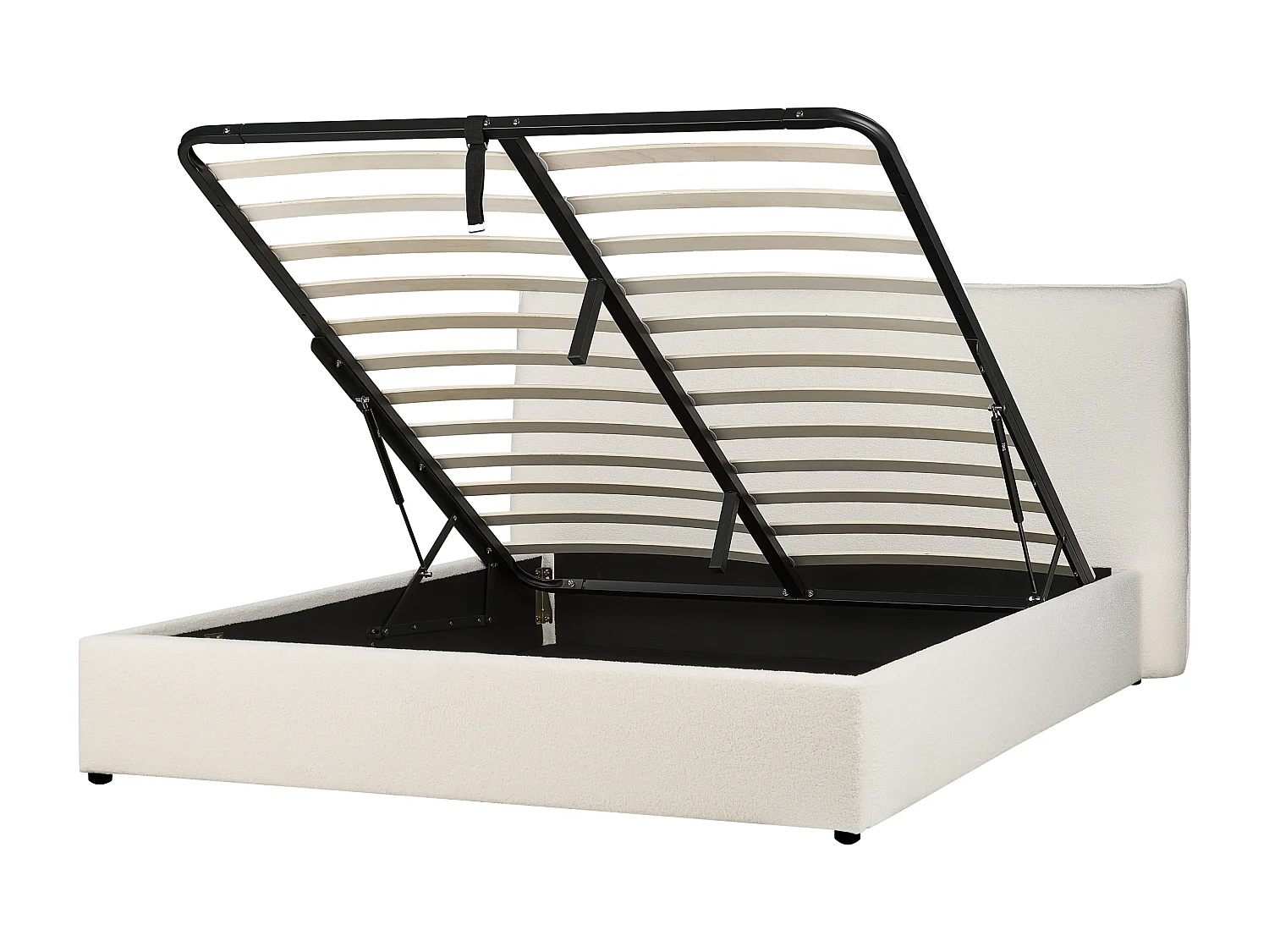 Lit ottoman Bouclé LAVAUR 160 x 200 cm Blanc cassé