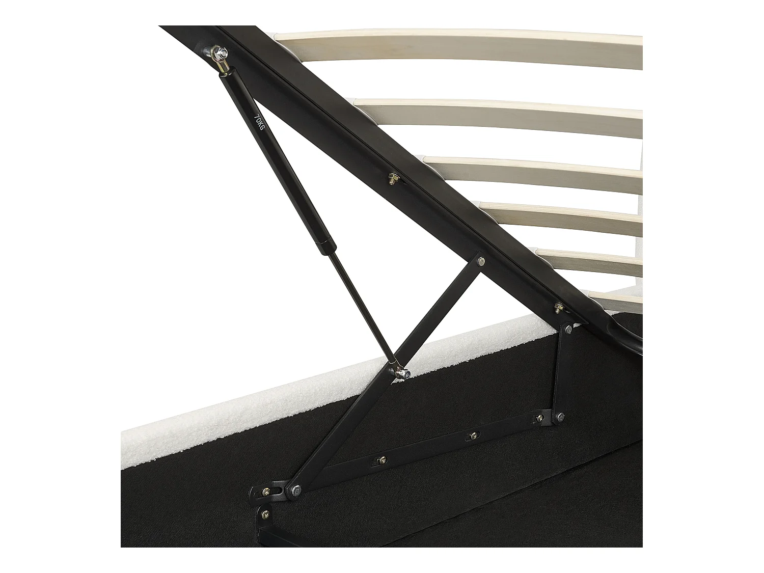 Lit ottoman Bouclé LAVAUR 160 x 200 cm Blanc cassé