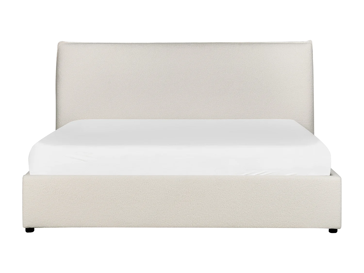 Lit ottoman Bouclé LAVAUR 160 x 200 cm Blanc cassé