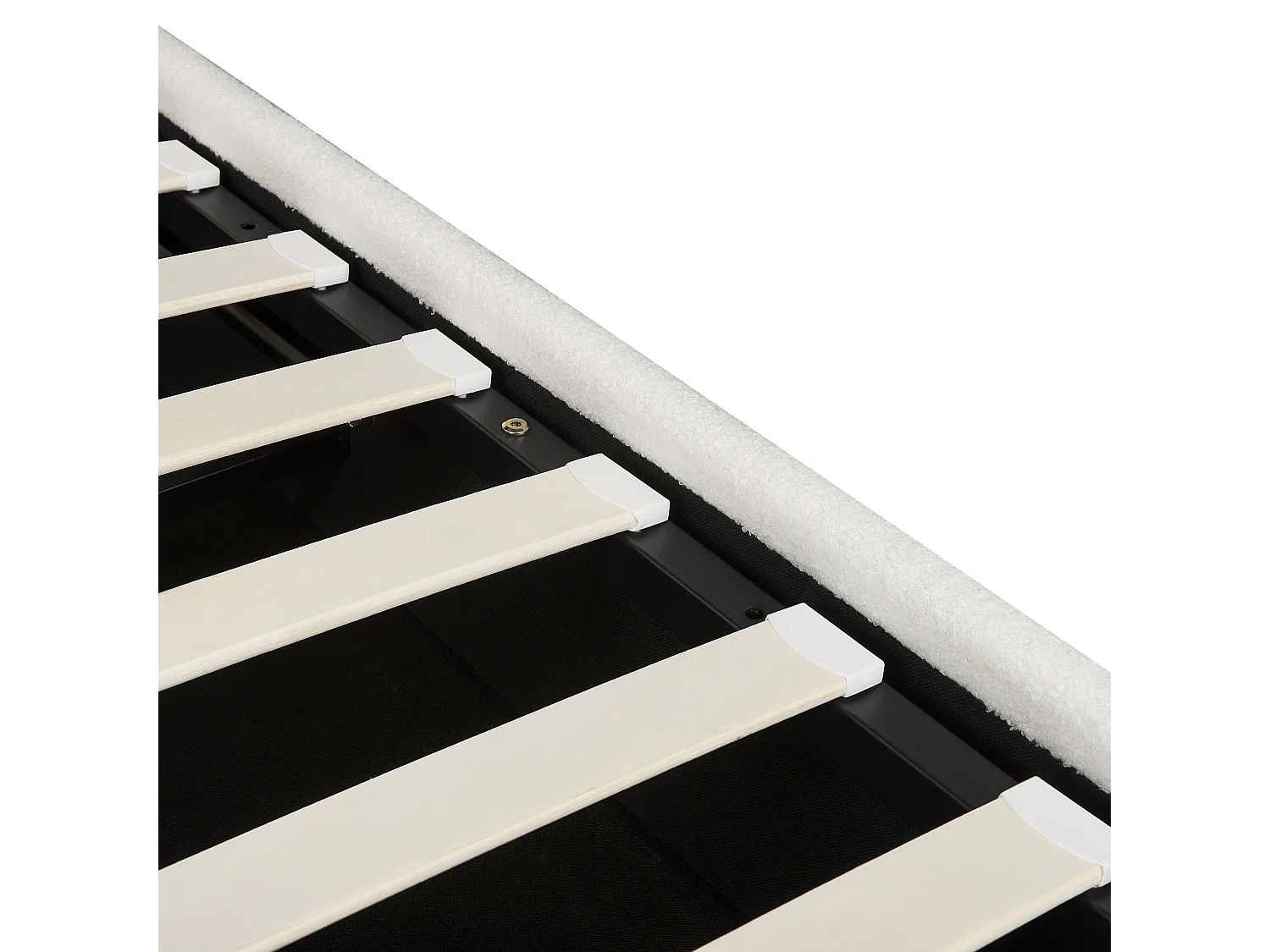 Lit ottoman Bouclé LAVAUR 160 x 200 cm Blanc cassé