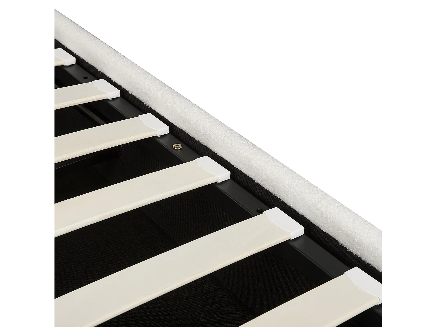 Polsterbett Bouclé creme weiß 160 x 200 cm Stauraum Bettkasten LAVAUR