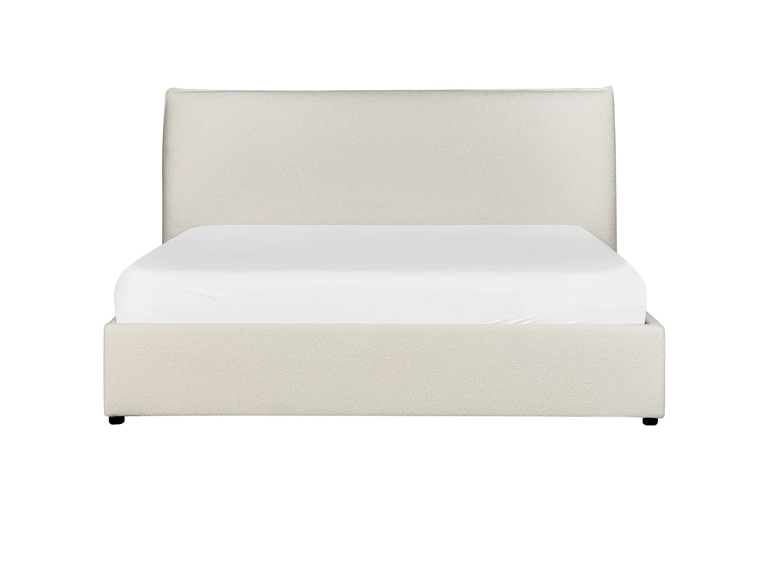 Lit ottoman Bouclé LAVAUR 160 x 200 cm Blanc cassé
