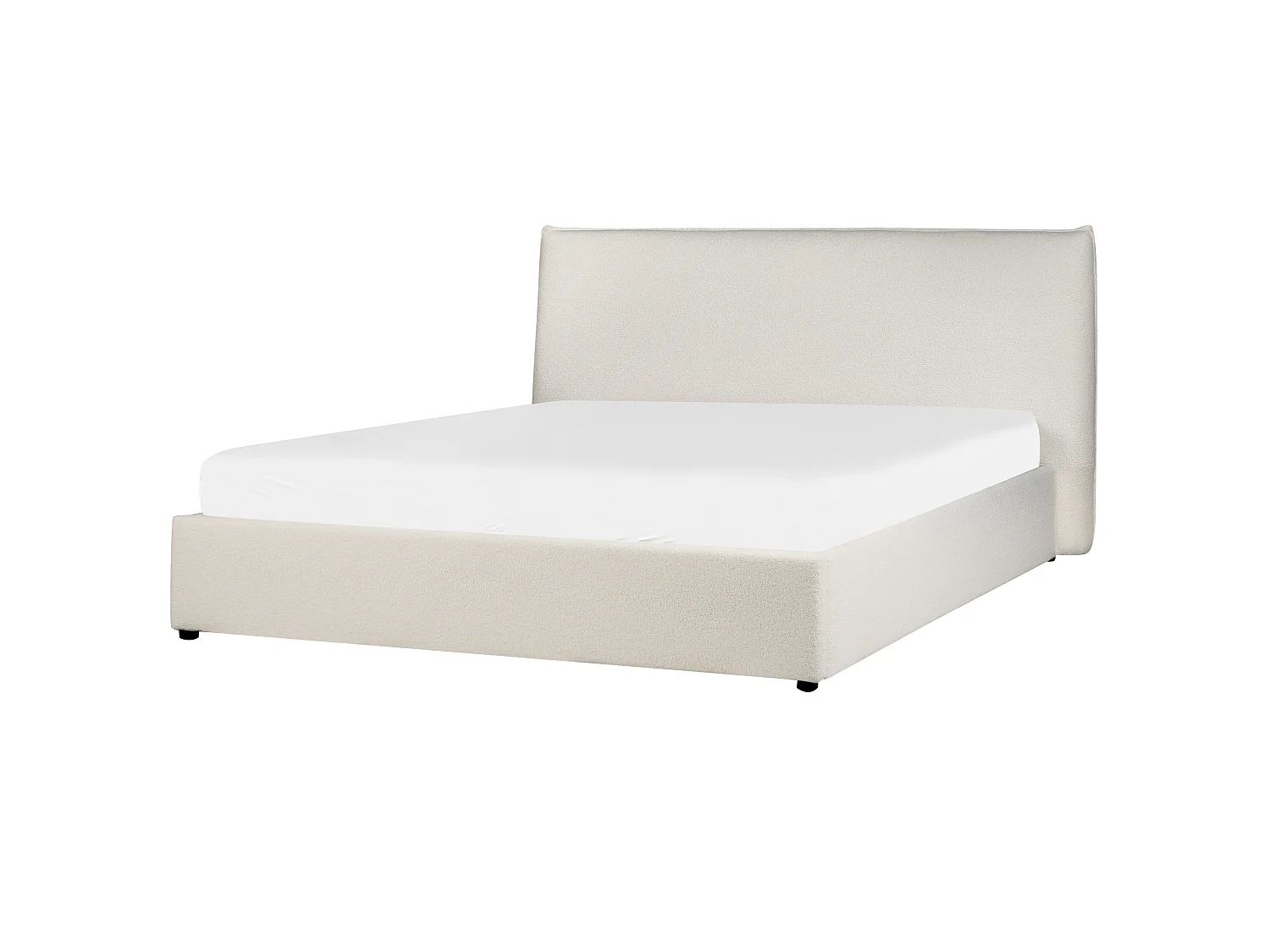 Lit ottoman Bouclé LAVAUR 160 x 200 cm Blanc cassé