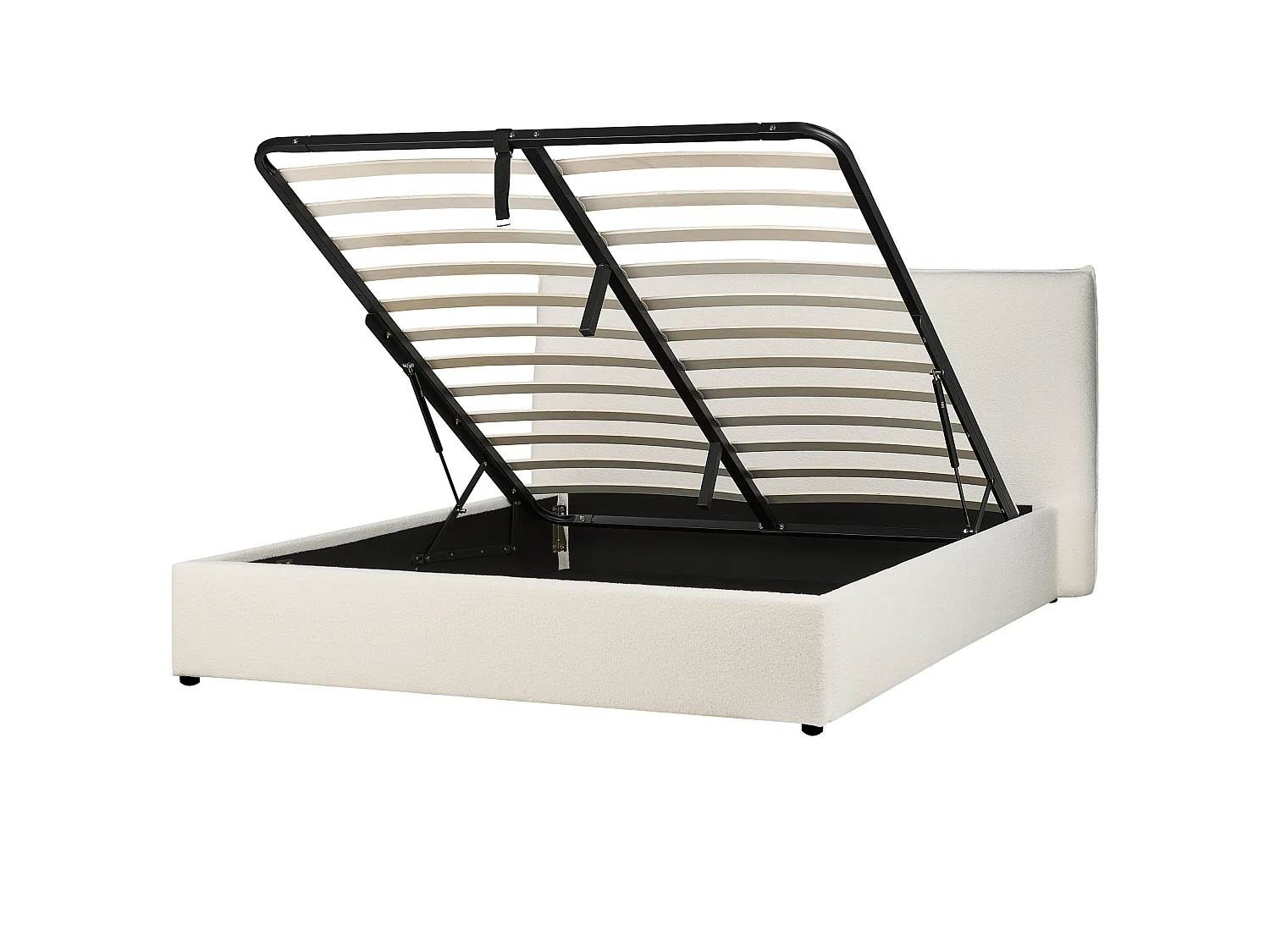 Lit ottoman Bouclé LAVAUR 160 x 200 cm Blanc cassé
